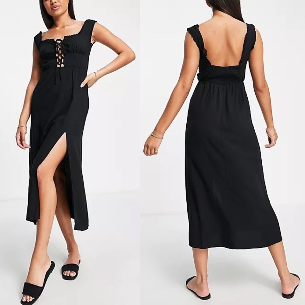 NWT The Frolic Beach Lace Front Midi Dress Sz 4